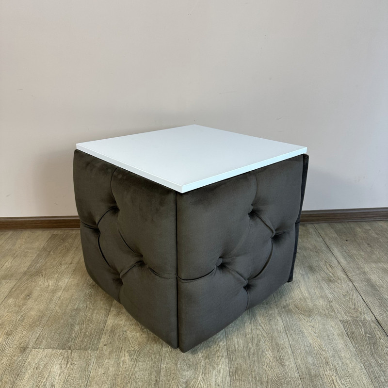 Пуф-трансформер 5в1 Mzavod Остин-1 со столиком велюр серо-коричневый/белая аляска 5-3-9005