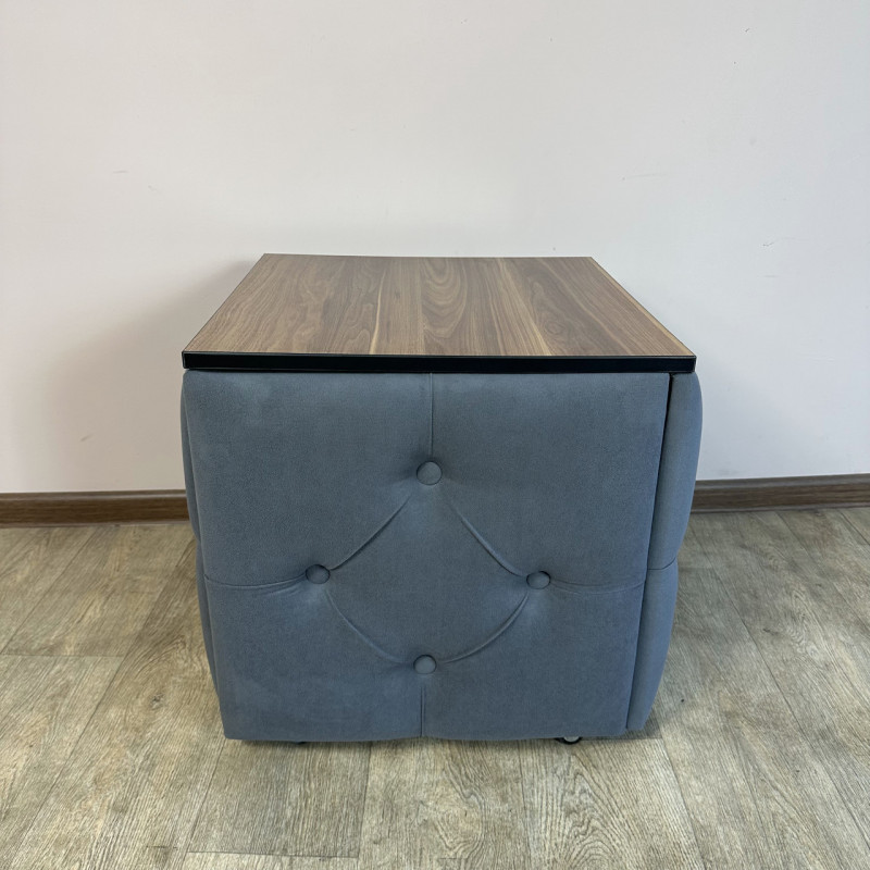 Пуф-трансформер 5в1 Mzavod Остин-1 со столиком велюр серый/орех калифорнийский 7-4-9005