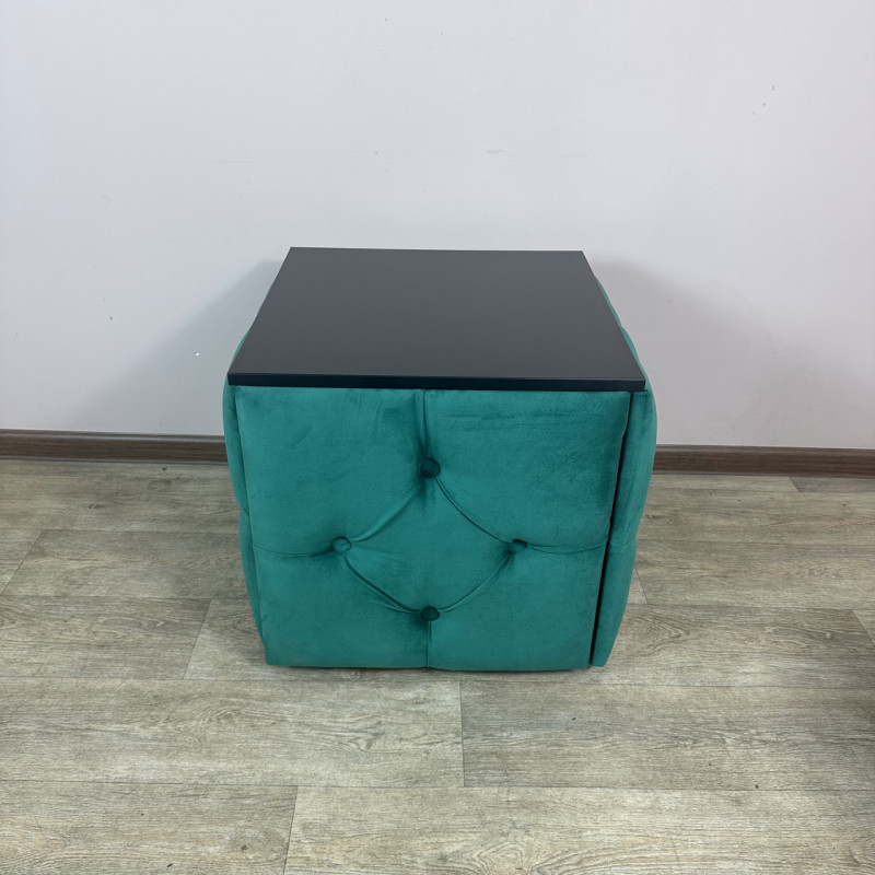 Пуф-трансформер 5в1 Mzavod Остин-1 со столиком велюр изумрудный/черный 8-5-9005