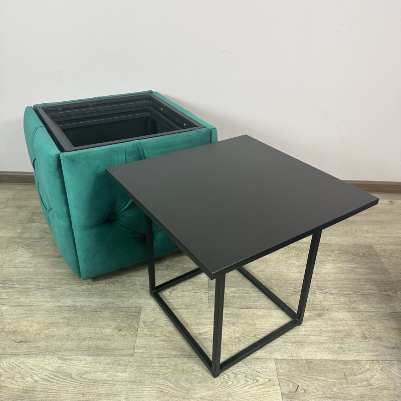 Пуф-трансформер 5в1 Mzavod Остин-1 со столиком велюр изумрудный/черный 8-5-9005