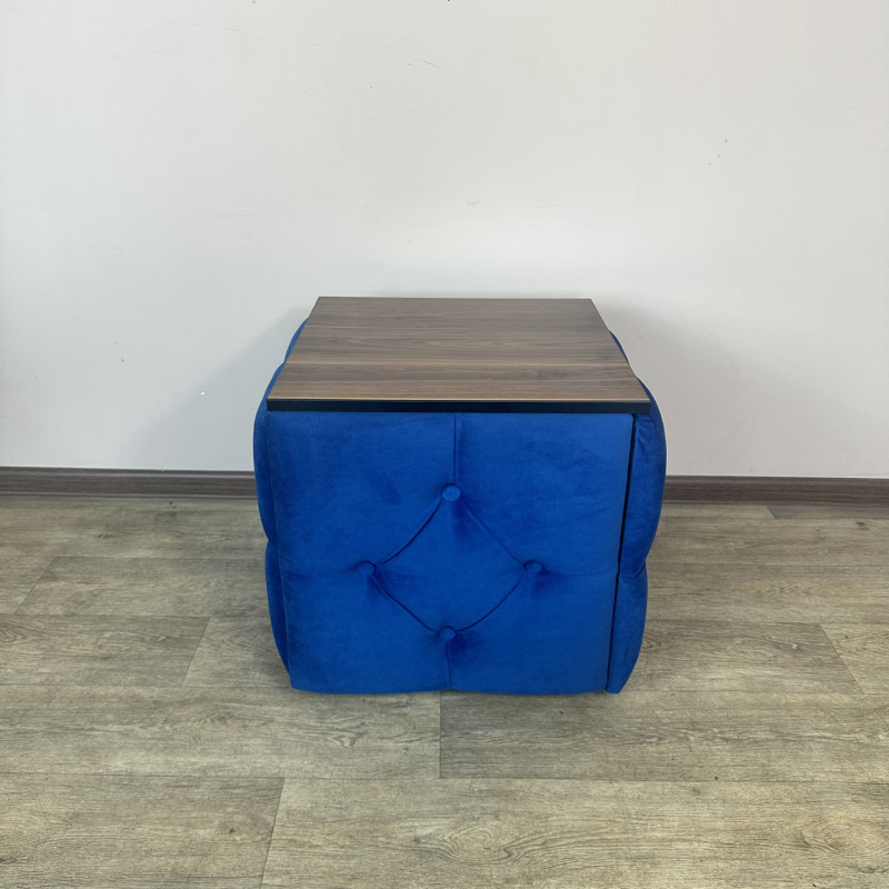 Пуф-трансформер 5в1 Mzavod Остин-1 со столиком велюр синий/орех калифорнийский 9-4-9003