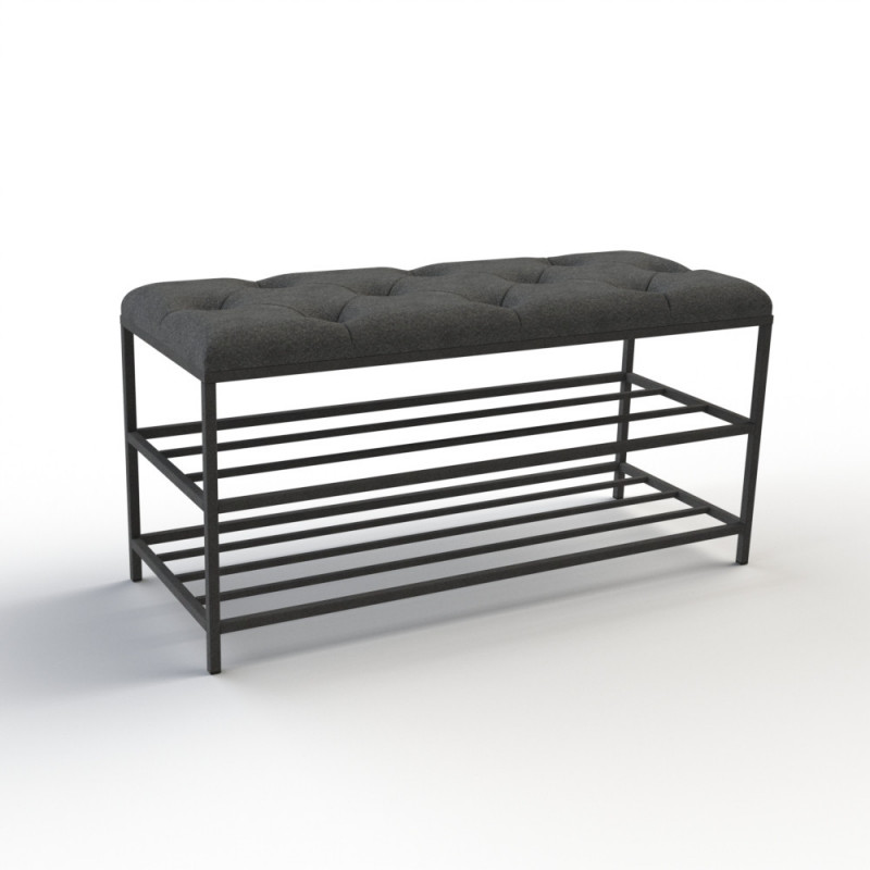 Банкетка для обуви Женева-1 90см велюр серый 7-0-9005