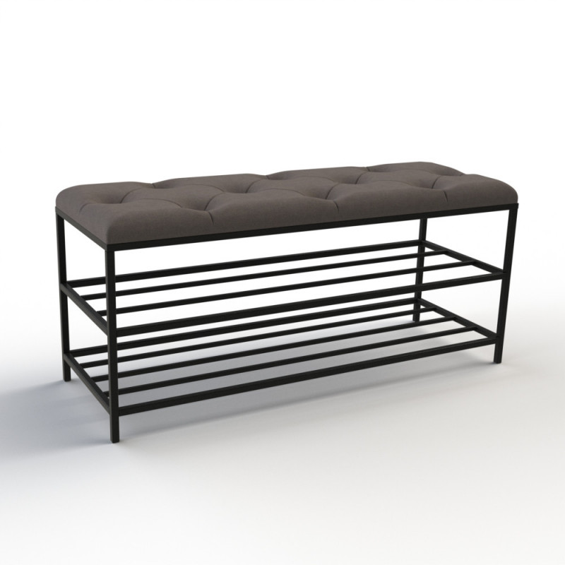 Банкетка для взуття Женева-1 100 см велюр сіро-коричневий 5-0-9005