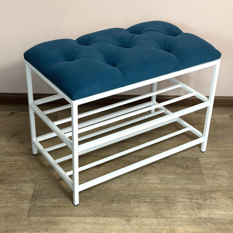 Банкетка для взуття Женева-1 60 см велюр бірюзовий 2-0-9003