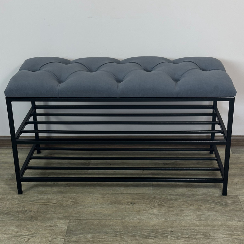 Банкетка для взуття Женева-1 80 см велюр сірий 7-0-9005