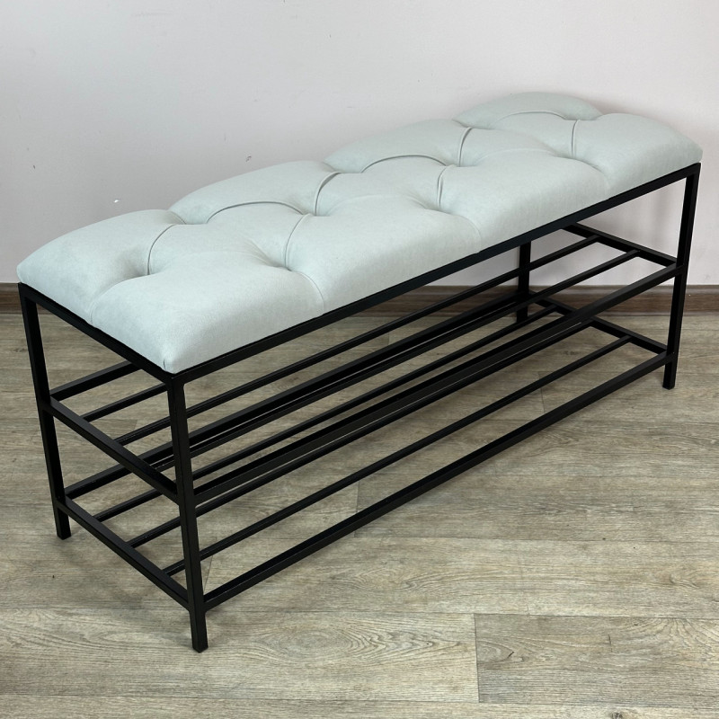 Банкетка для обуви Женева-1 90см велюр светло-серый 6-0-9005