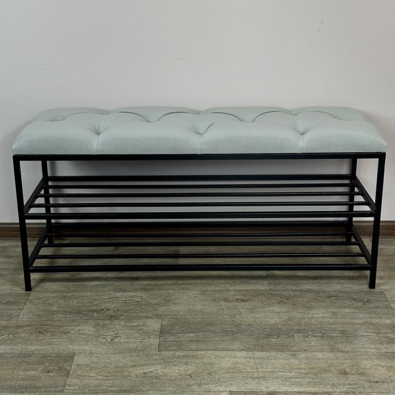 Банкетка для обуви Женева-1 90см велюр светло-серый 6-0-9005