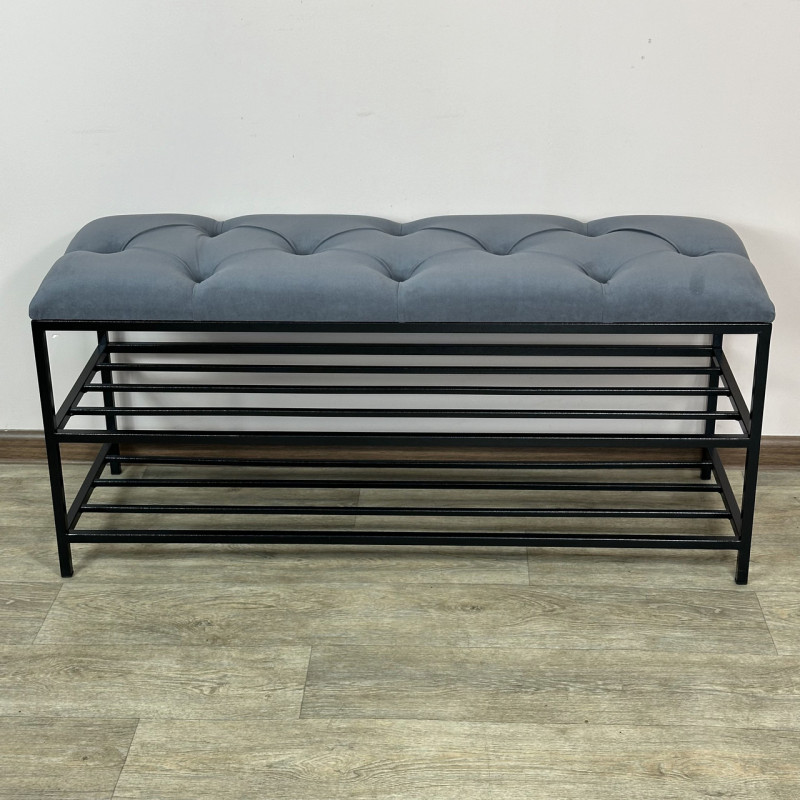 Банкетка для обуви Женева-1 90см велюр серый 7-0-9005