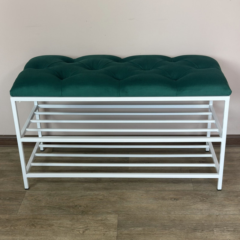 Банкетка для обуви Женева-1 80см велюр изумрудный 8-0-9003