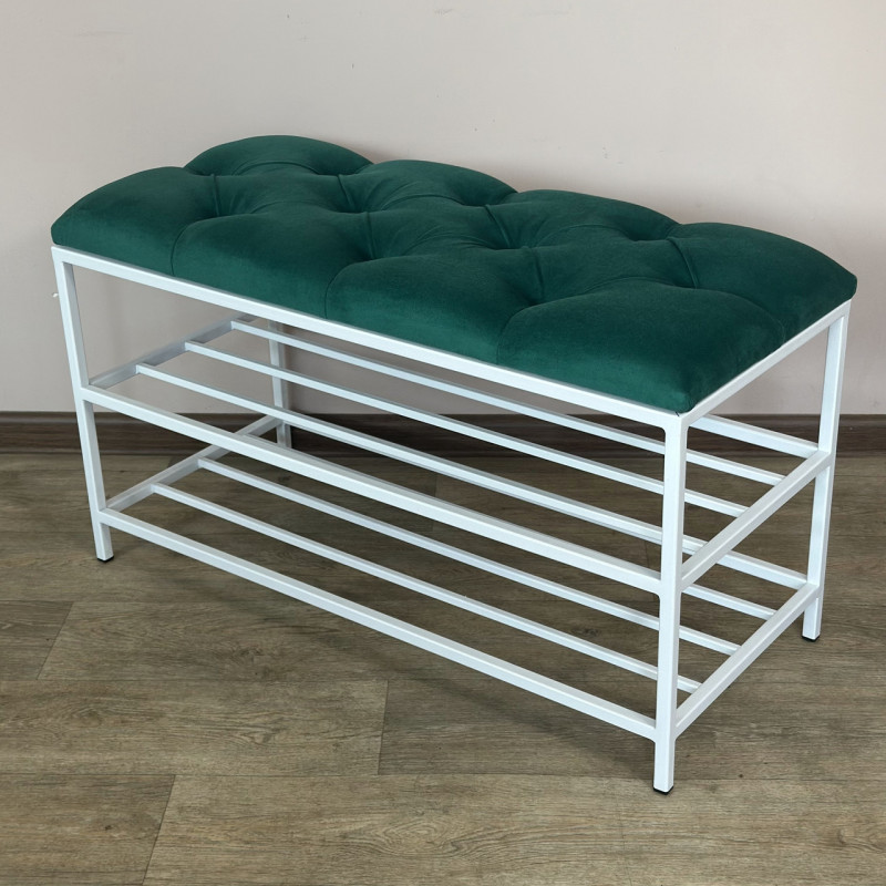 Банкетка для обуви Женева-1 80см велюр изумрудный 8-0-9003