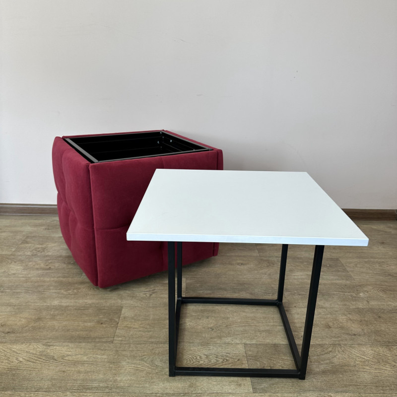 Пуф-трансформер 5в1 Mzavod Остин-4 со столиком велюр красный/белая аляска 4-3-9005