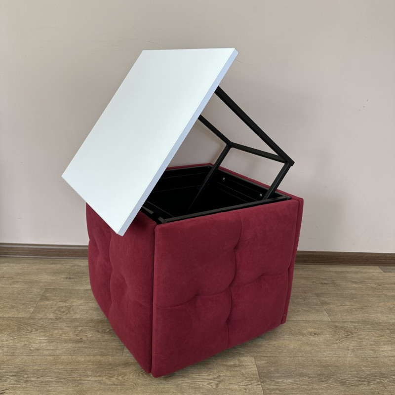 Пуф-трансформер 5в1 Mzavod Остин-4 со столиком велюр красный/белая аляска 4-3-9005