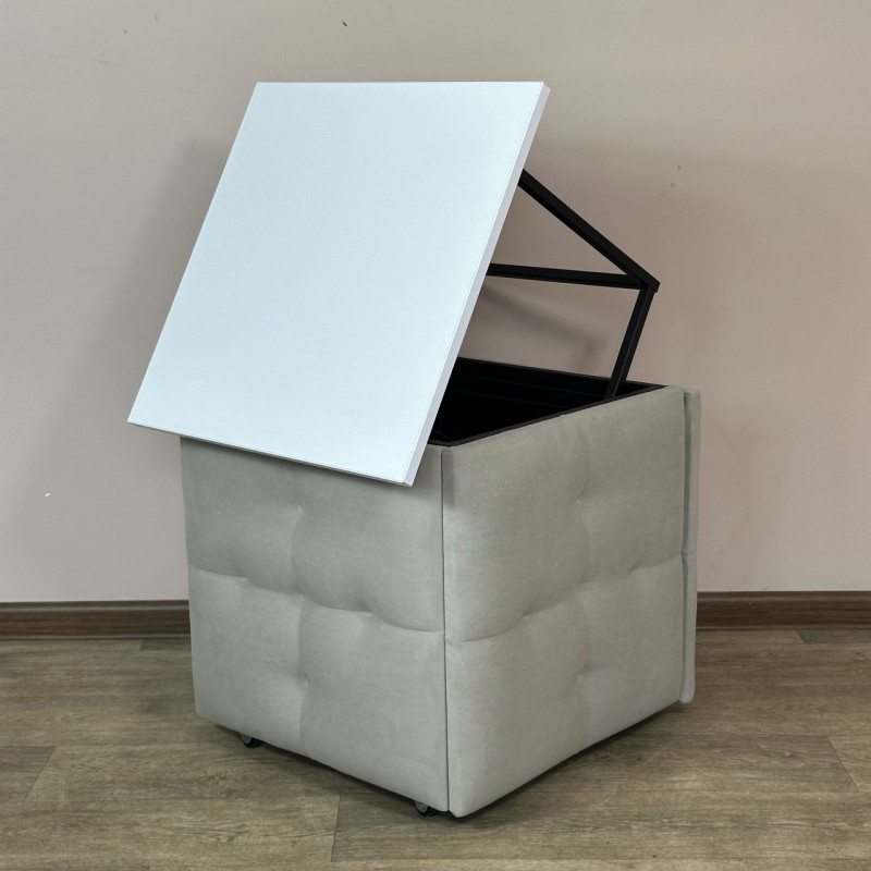 Пуф-трансформер 5в1 Mzavod Остин-4 со столиком велюр светло-серый/белая аляска 6-3-9005