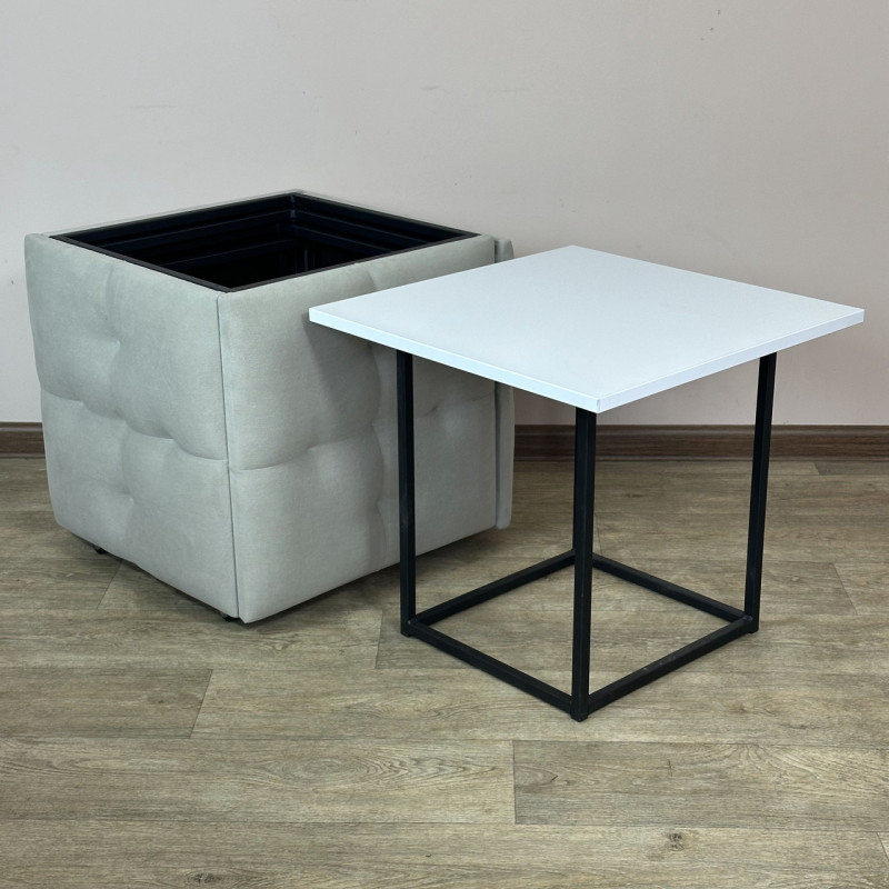 Пуф-трансформер 5в1 Mzavod Остин-4 со столиком велюр светло-серый/белая аляска 6-3-9005