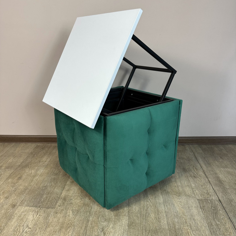 Пуф-трансформер 5в1 Mzavod Остин-4 со столиком велюр изумрудный/белая аляска 8-3-9005