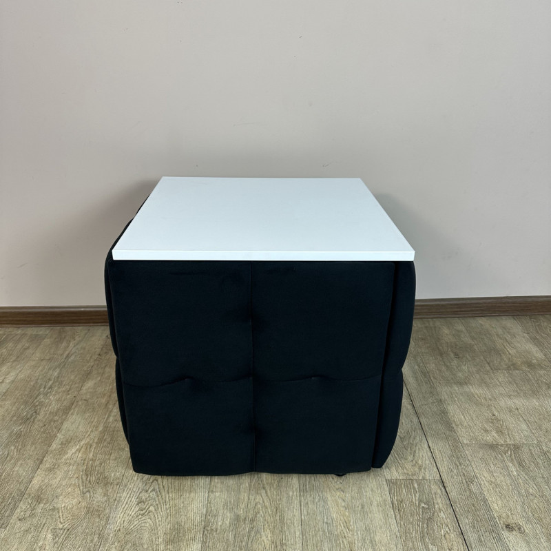 Пуф-трансформер 5в1 Mzavod Остин-4 со столиком велюр черный/белая аляска 10-3-9003