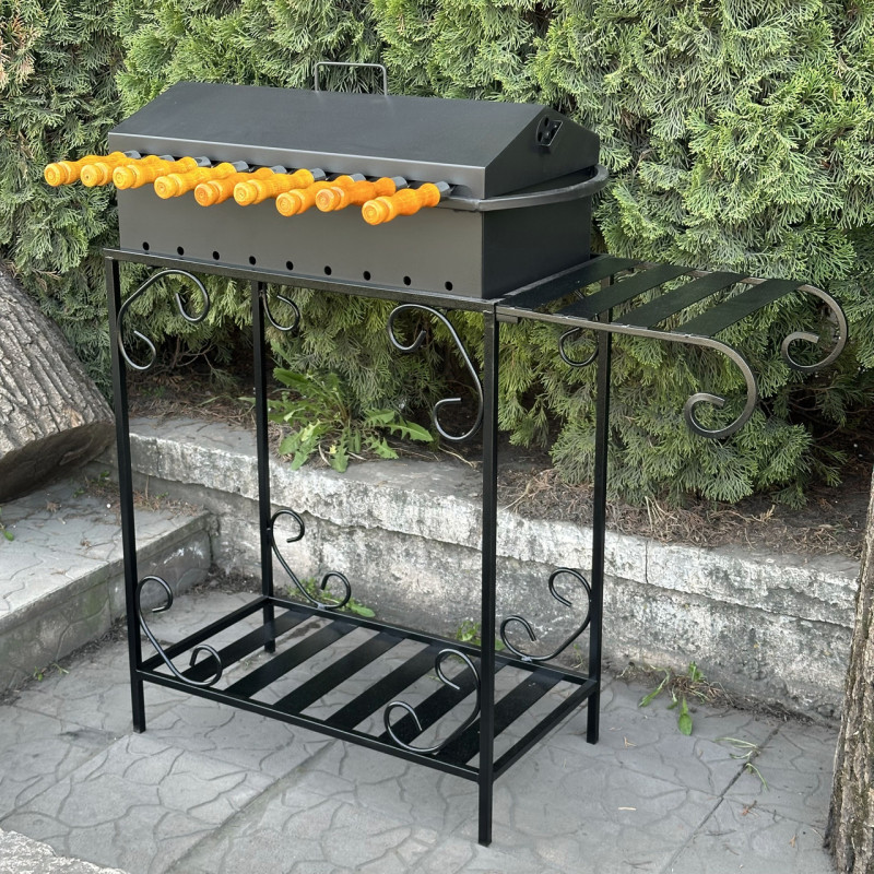 Мангал Mzavod Гефест на 9 шампуров 3мм на дровнице