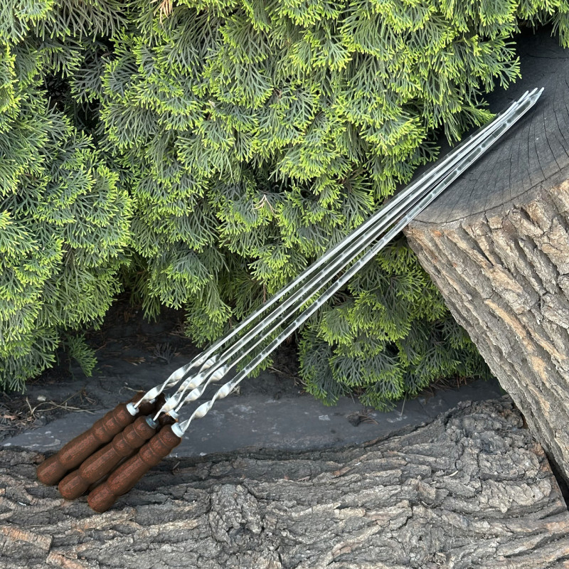 Шампур Mzavod с деревянной ручкой 740х12х3мм темный