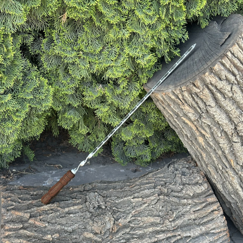 Шампур Mzavod с деревянной ручкой 740х12х3мм темный