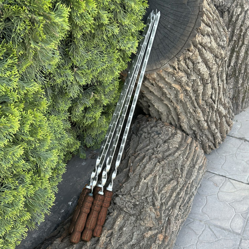 Шампур Mzavod с деревянной ручкой 740х12х3мм темный