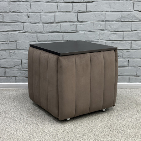 Пуф-трансформер 5в1 Остін-2 зі столиком велюр сіро-коричневий/чорний 5-5-9003