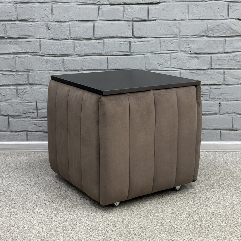 Пуф-трансформер 5в1 Mzavod Остин-2 со столиком велюр серо-коричневый/черный 5-5-9003