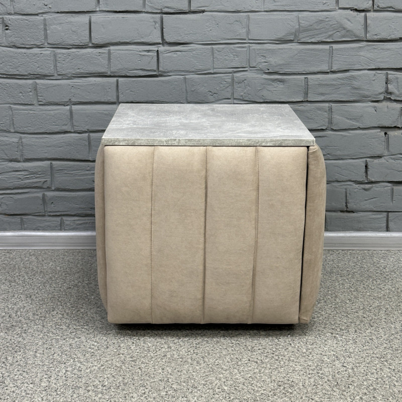 Пуф-трансформер 5в1 Остін-2 зі столиком велюр бежевий/сірий бетон 3-6-9005