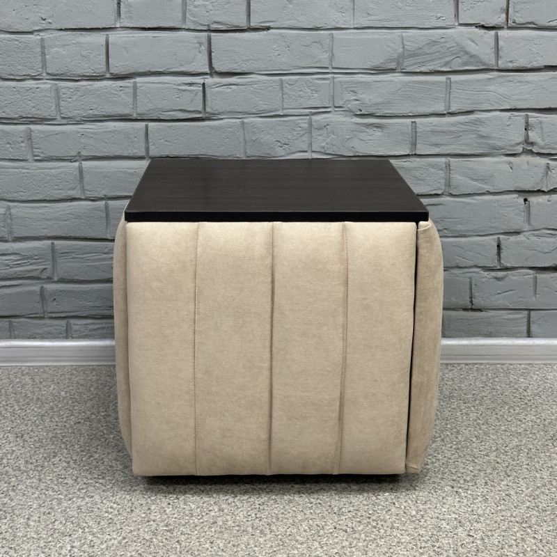 Пуф-трансформер 5в1 Mzavod Остин-2 со столиком велюр бежевый/дуб венге 3-8-9003