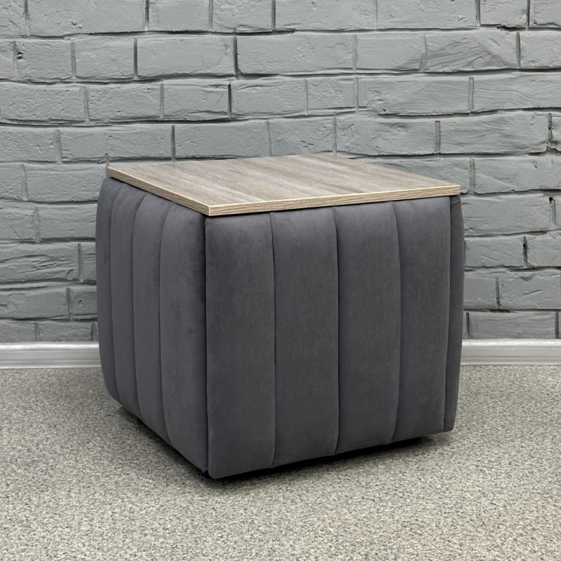 Пуф-трансформер 5в1 Mzavod Остин-2 со столиком велюр серый/дуб платиновый 7-2-9005