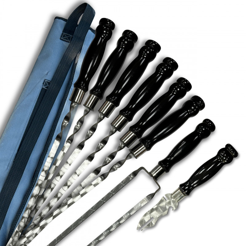 Набір шампурів Арго 6/1/1 чорна ручка в сірому чохлі