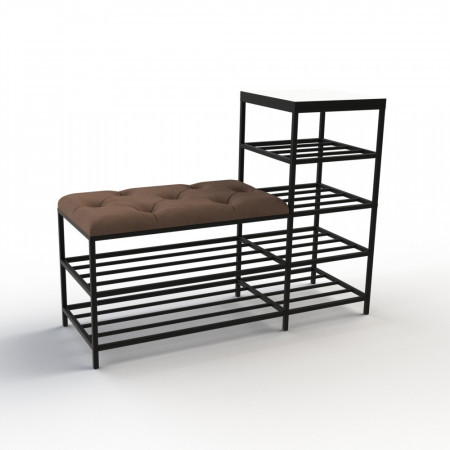 Банкетка для взуття Барселона-1 100 см велюр коричневий/біла аляска 1-3-9005