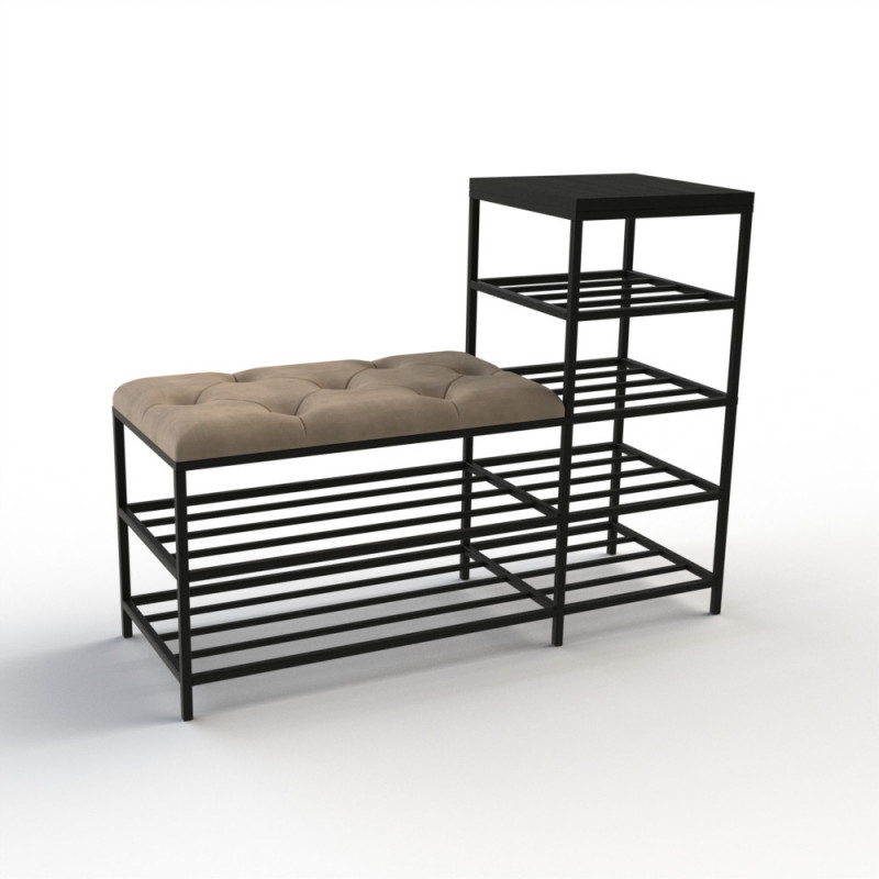 Банкетка для взуття Барселона-1 100 см велюр бежевий/чорний 3-5-9005