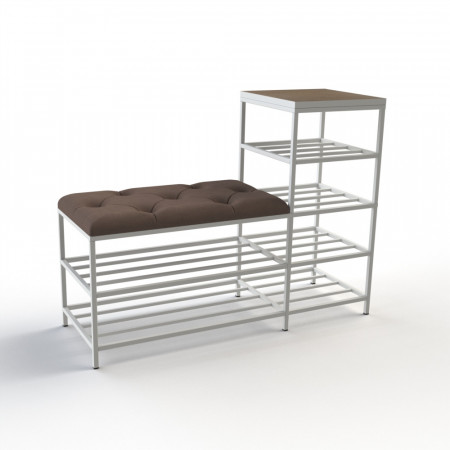 Банкетка для обуви Барселона-1 100см велюр серо-коричневый/риголетто темный 5-1-9003