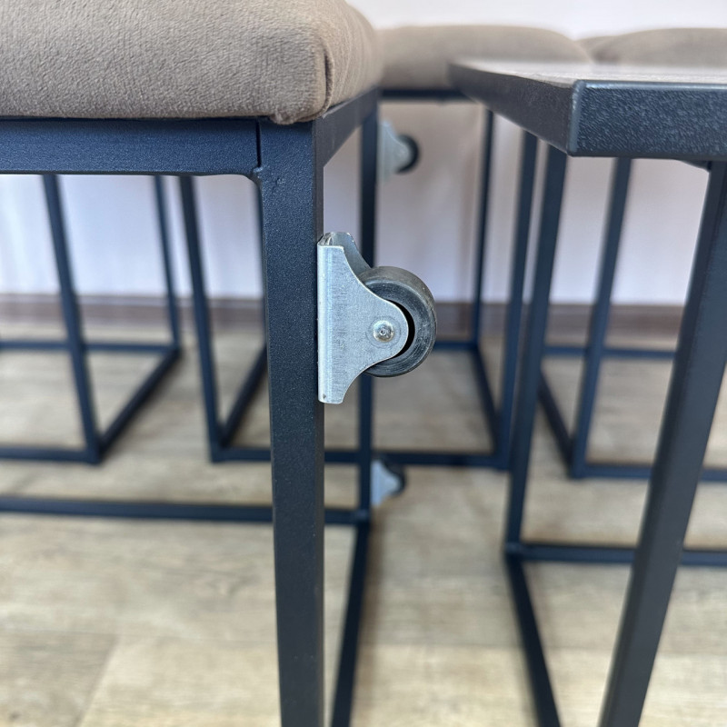 Пуф-трансформер 5в1 Mzavod Остин-1 со столиком велюр коричневый/белая аляска 1-3-9005