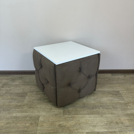 Пуф-трансформер 5в1 Mzavod Остин-1 со столиком велюр коричневый/белая аляска 1-3-9005