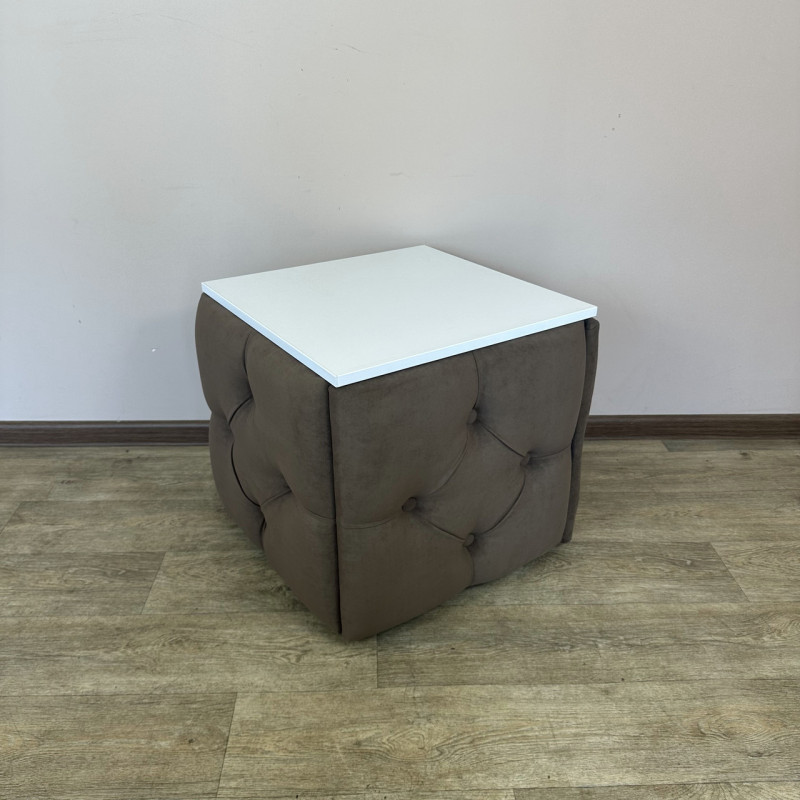 Пуф-трансформер 5в1 Mzavod Остин-1 со столиком велюр коричневый/белая аляска 1-3-9005