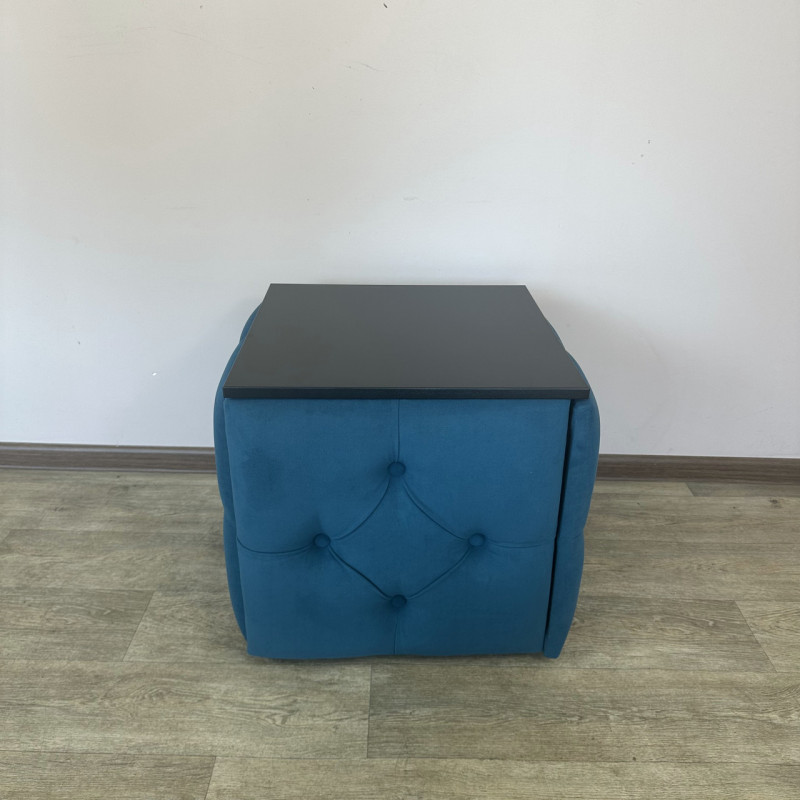 Пуф-трансформер 5в1 Остін-1 зі столиком велюр бірюзовий/чорний 2-5-9003
