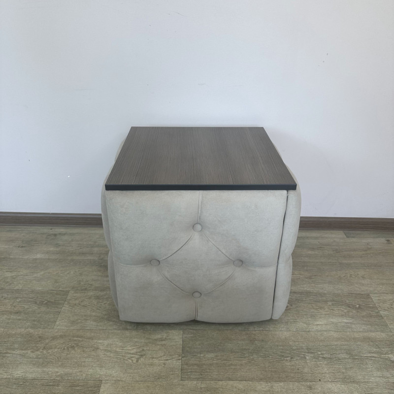 Пуф-трансформер 5в1 Mzavod Остин-1 со столиком велюр бежевый/риголетто темный 3-1-9003