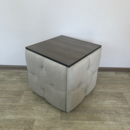 Пуф-трансформер 5в1 Mzavod Остин-1 со столиком велюр бежевый/риголетто темный 3-1-9003