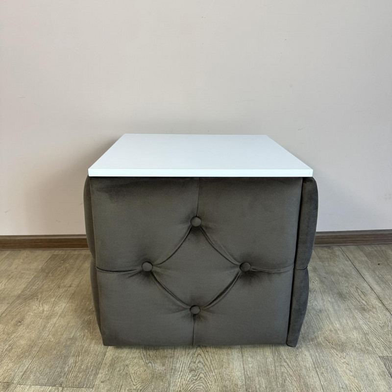 Пуф-трансформер 5в1 Mzavod Остин-1 со столиком велюр серо-коричневый/белая аляска 5-3-9003