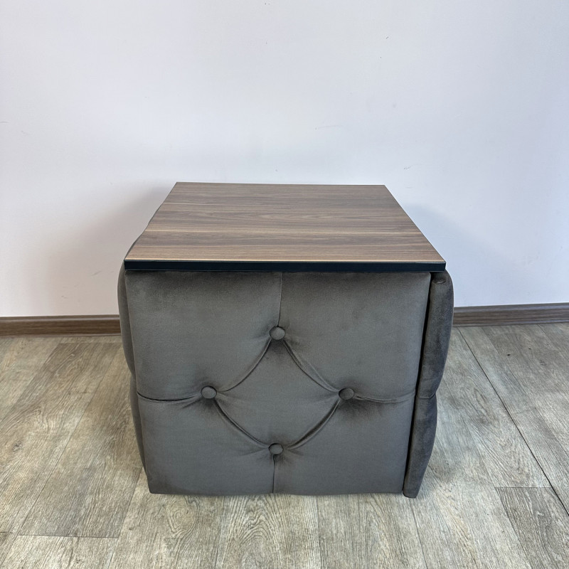 Пуф-трансформер 5в1 Mzavod Остин-1 со столиком велюр серо-коричневый/орех калифорнийский 5-4-9005