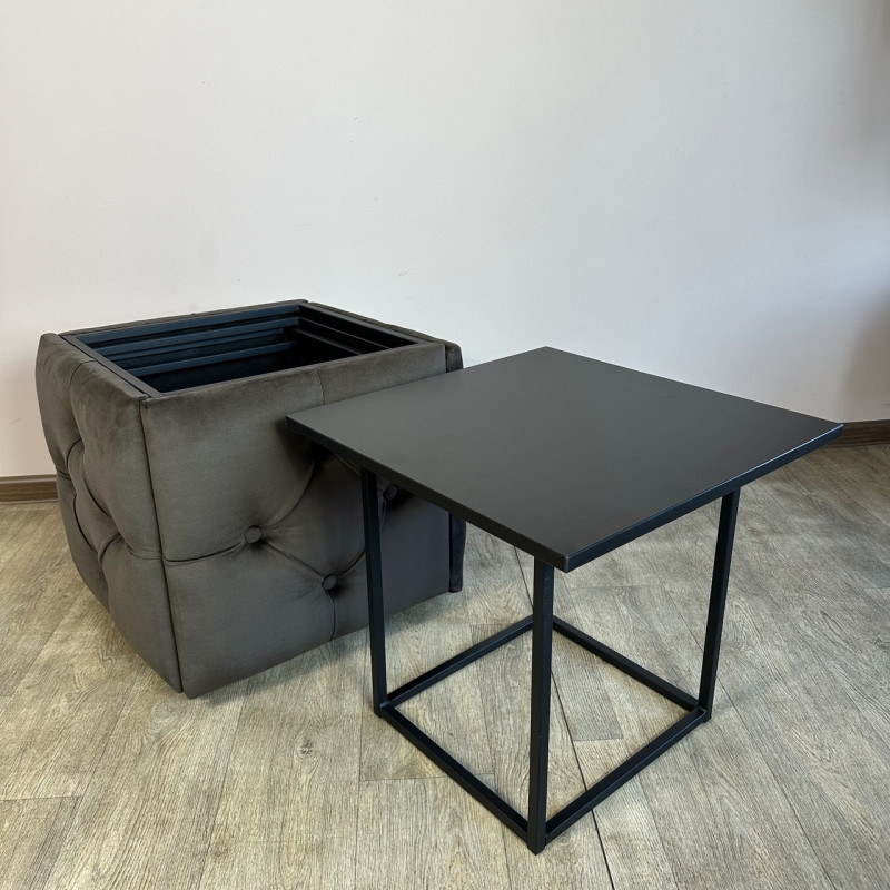 Пуф-трансформер 5в1 Остін-1 зі столиком велюр сіро-коричневий/чорний 5-5-9005