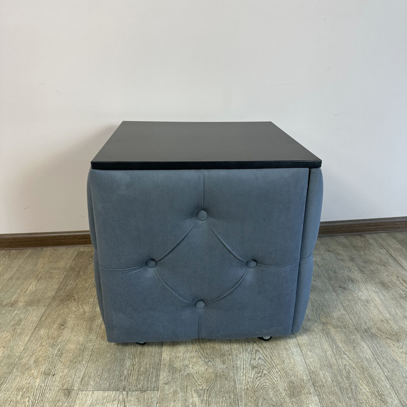 Пуф-трансформер 5в1 Mzavod Остин-1 со столиком велюр серый/черный 7-5-9005