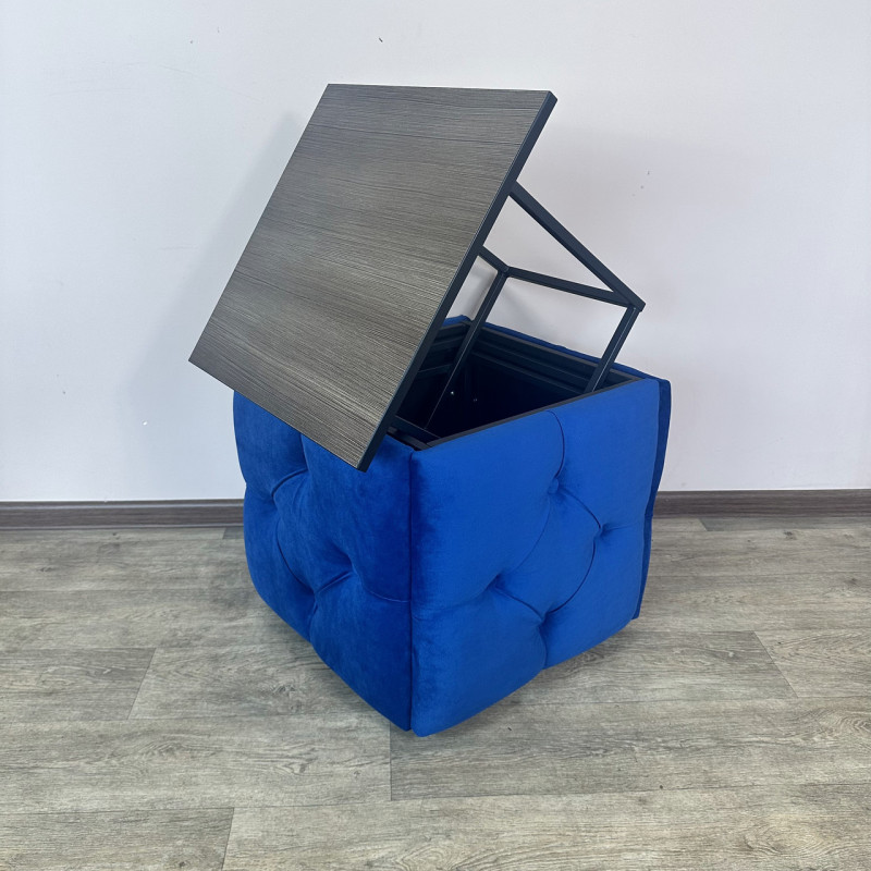 Пуф-трансформер 5в1 Остін-1 зі столиком велюр синій/ріголетто темний 9-1-9005