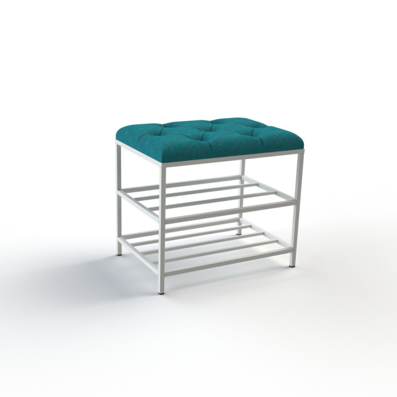 Банкетка для обуви Женева-1 50см велюр бирюзовый 2-0-9003