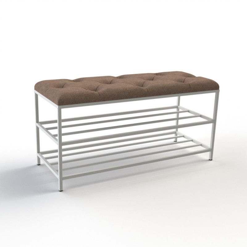 Банкетка для обуви Женева-1 90см велюр коричневый 1-0-9003