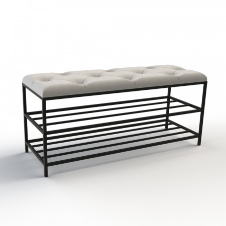 Банкетка для обуви Женева-1 100см велюр светло-серый 6-0-9005