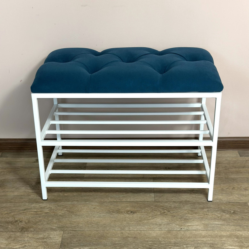 Банкетка для обуви Женева-1 50см велюр бирюзовый 2-0-9003