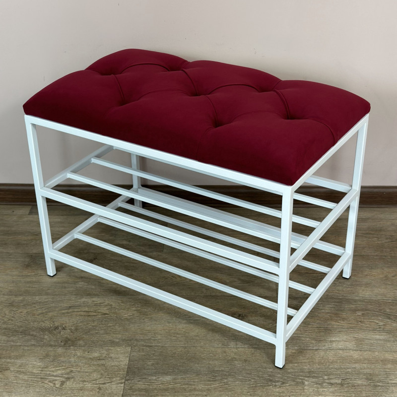 Банкетка для взуття Женева-1 60 см велюр червоний 4-0-9003