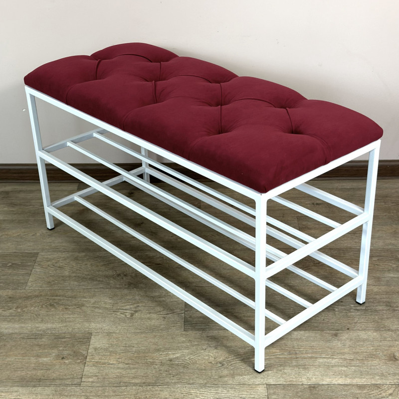 Банкетка для взуття Женева-1 70 см велюр червоний 4-0-9003